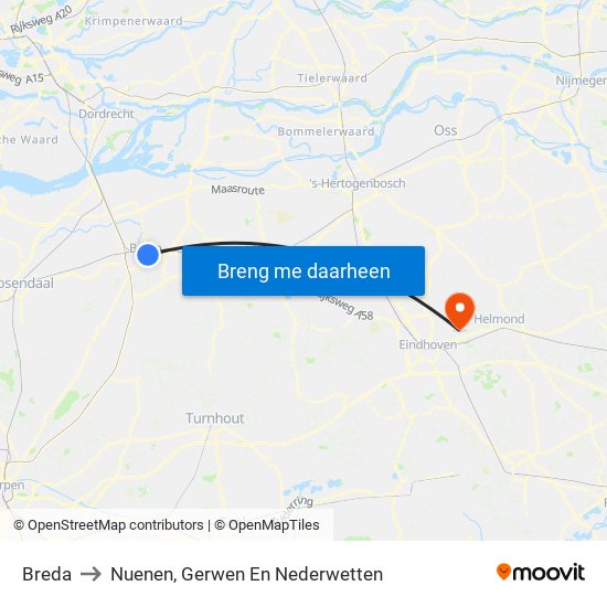 Breda to Nuenen, Gerwen En Nederwetten map