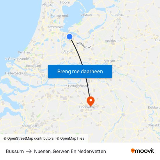 Bussum to Nuenen, Gerwen En Nederwetten map