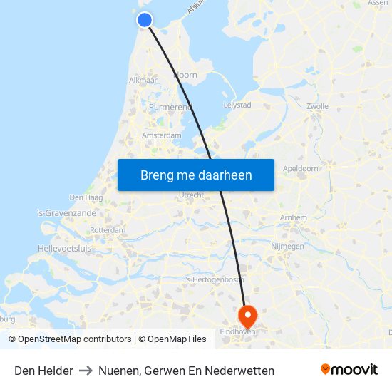 Den Helder to Nuenen, Gerwen En Nederwetten map