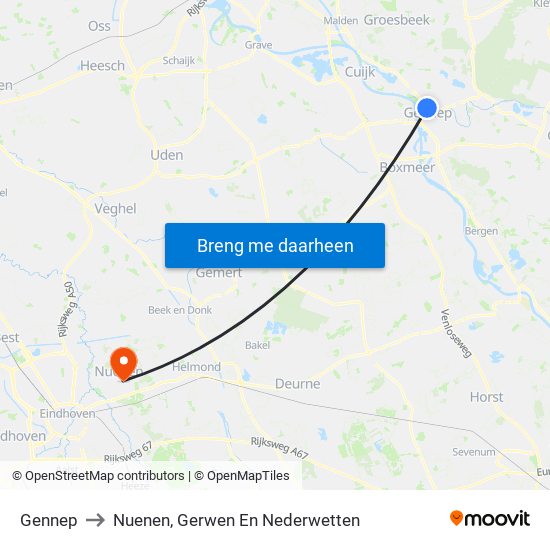 Gennep to Nuenen, Gerwen En Nederwetten map