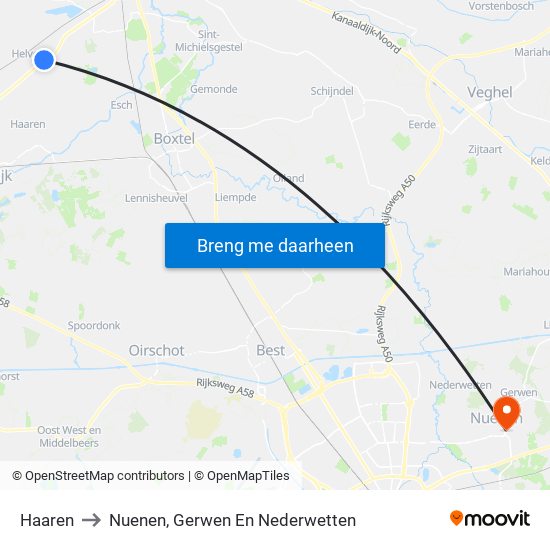 Haaren to Nuenen, Gerwen En Nederwetten map