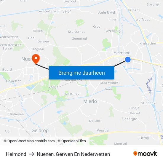 Helmond to Nuenen, Gerwen En Nederwetten map