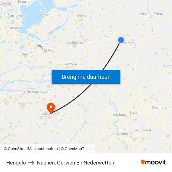 Hengelo to Nuenen, Gerwen En Nederwetten map