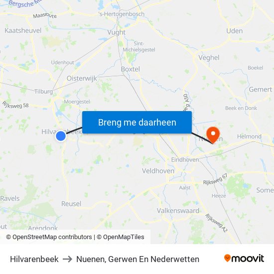 Hilvarenbeek to Nuenen, Gerwen En Nederwetten map