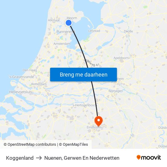 Koggenland to Nuenen, Gerwen En Nederwetten map