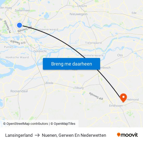 Lansingerland to Nuenen, Gerwen En Nederwetten map