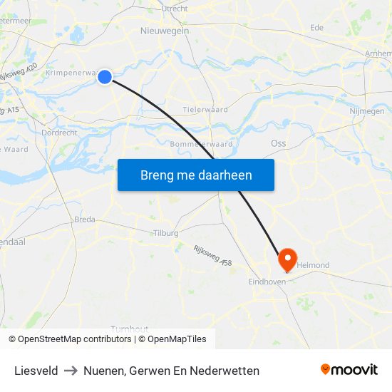 Liesveld to Nuenen, Gerwen En Nederwetten map