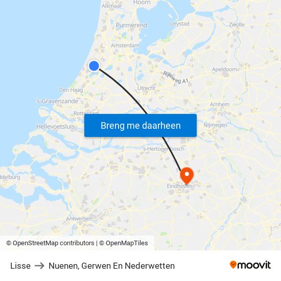 Lisse to Nuenen, Gerwen En Nederwetten map