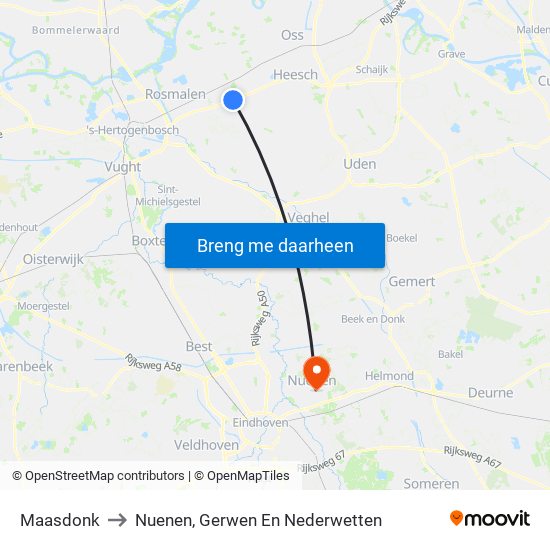 Maasdonk to Nuenen, Gerwen En Nederwetten map