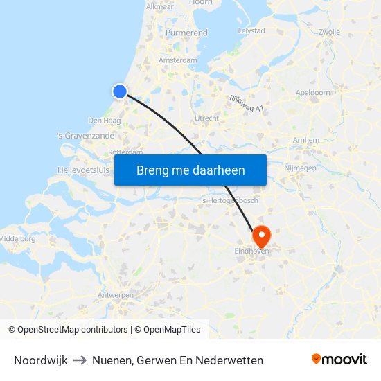 Noordwijk to Nuenen, Gerwen En Nederwetten map