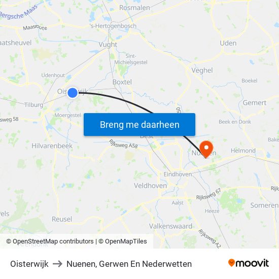 Oisterwijk to Nuenen, Gerwen En Nederwetten map