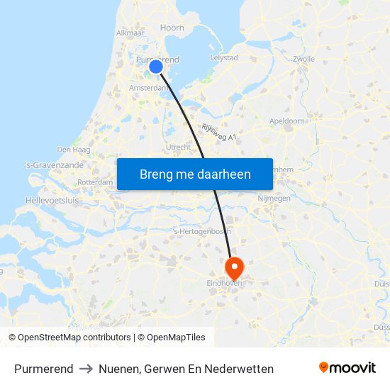 Purmerend to Nuenen, Gerwen En Nederwetten map