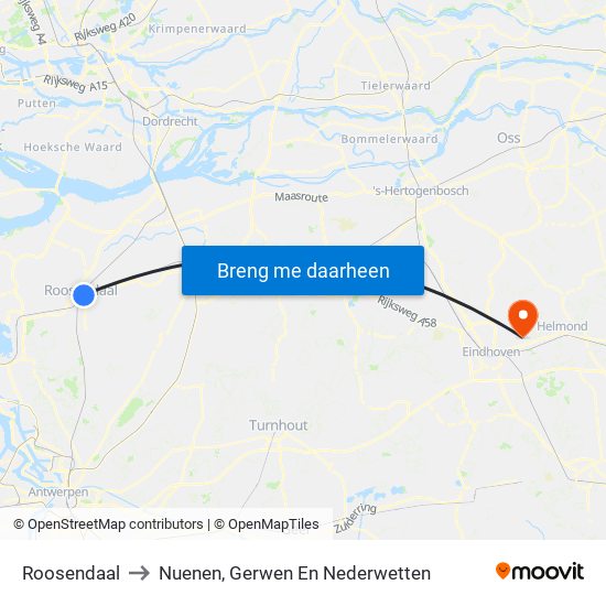 Roosendaal to Nuenen, Gerwen En Nederwetten map