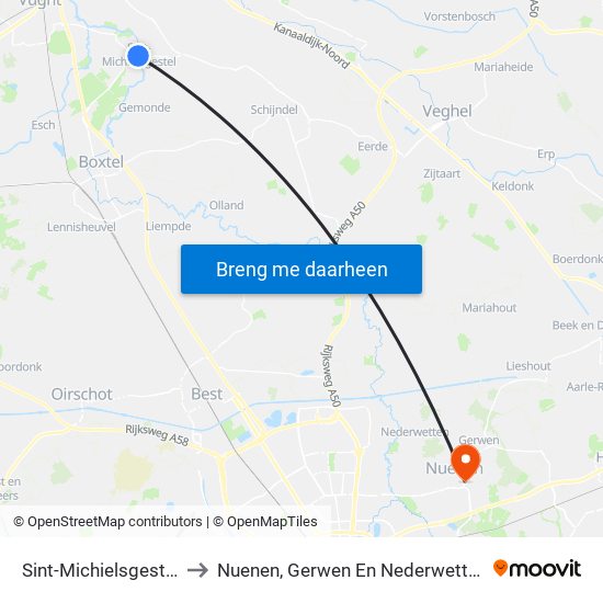 Sint-Michielsgestel to Nuenen, Gerwen En Nederwetten map