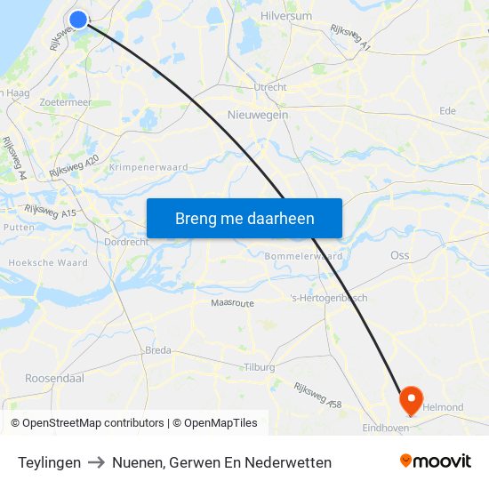 Teylingen to Nuenen, Gerwen En Nederwetten map