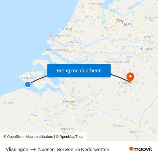 Vlissingen to Nuenen, Gerwen En Nederwetten map