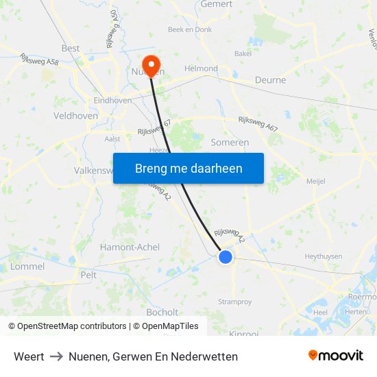 Weert to Nuenen, Gerwen En Nederwetten map