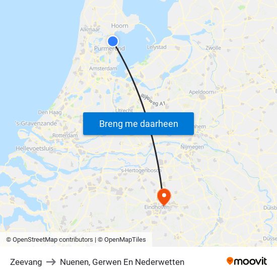 Zeevang to Nuenen, Gerwen En Nederwetten map