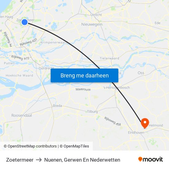 Zoetermeer to Nuenen, Gerwen En Nederwetten map