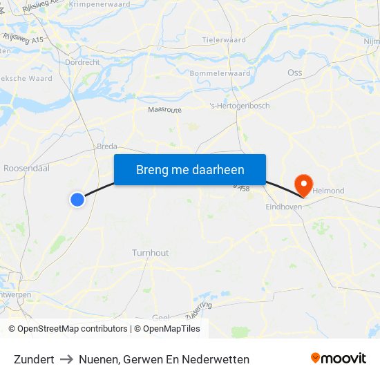 Zundert to Nuenen, Gerwen En Nederwetten map