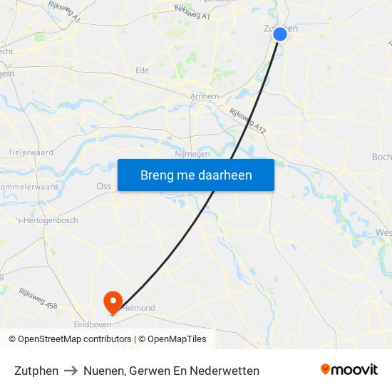 Zutphen to Nuenen, Gerwen En Nederwetten map