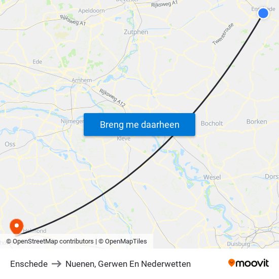 Enschede to Nuenen, Gerwen En Nederwetten map
