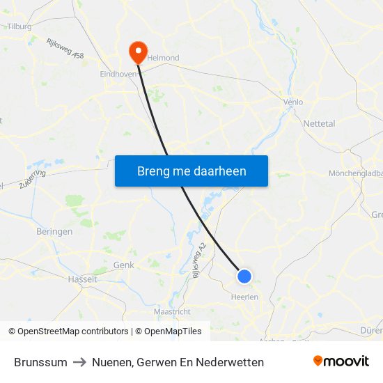 Brunssum to Nuenen, Gerwen En Nederwetten map