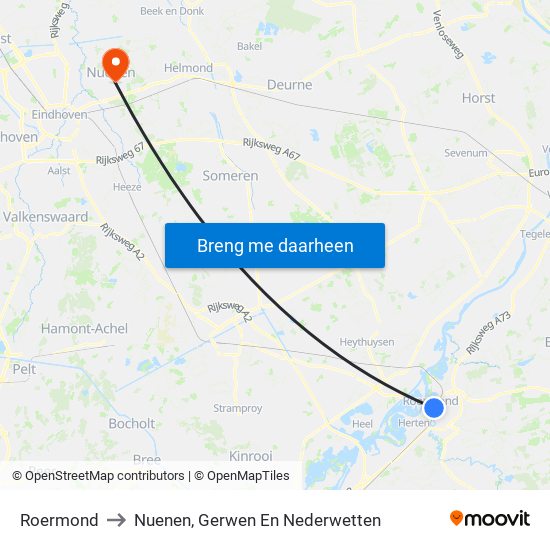 Roermond to Nuenen, Gerwen En Nederwetten map