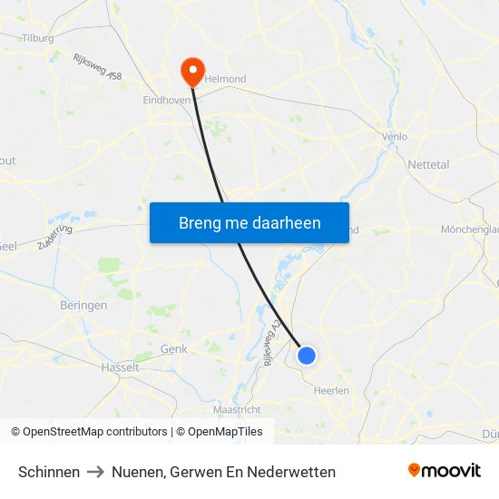 Schinnen to Nuenen, Gerwen En Nederwetten map