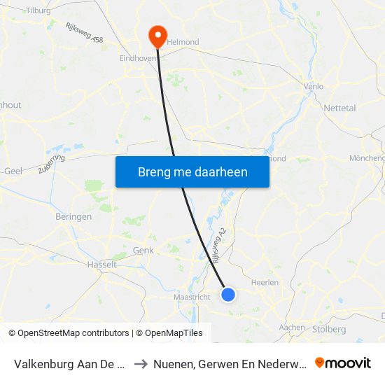 Valkenburg Aan De Geul to Nuenen, Gerwen En Nederwetten map