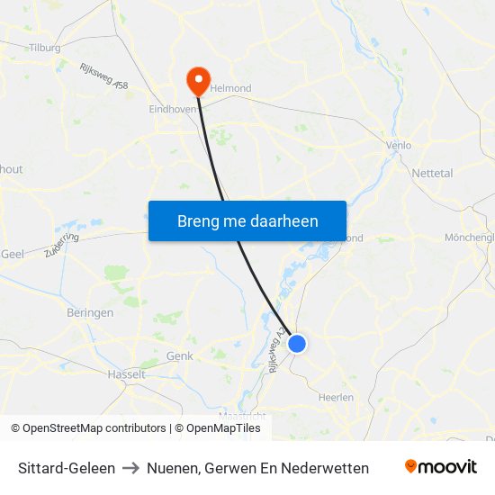 Sittard-Geleen to Nuenen, Gerwen En Nederwetten map