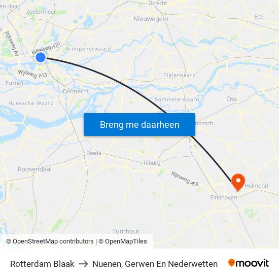 Rotterdam Blaak to Nuenen, Gerwen En Nederwetten map