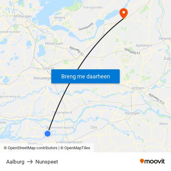 Aalburg to Nunspeet map