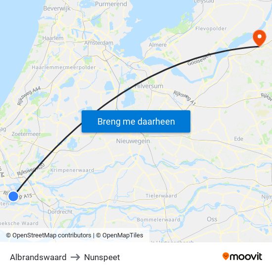 Albrandswaard to Nunspeet map