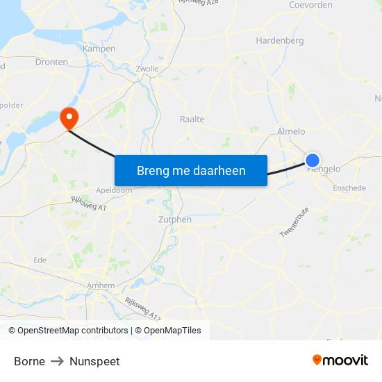 Borne to Nunspeet map