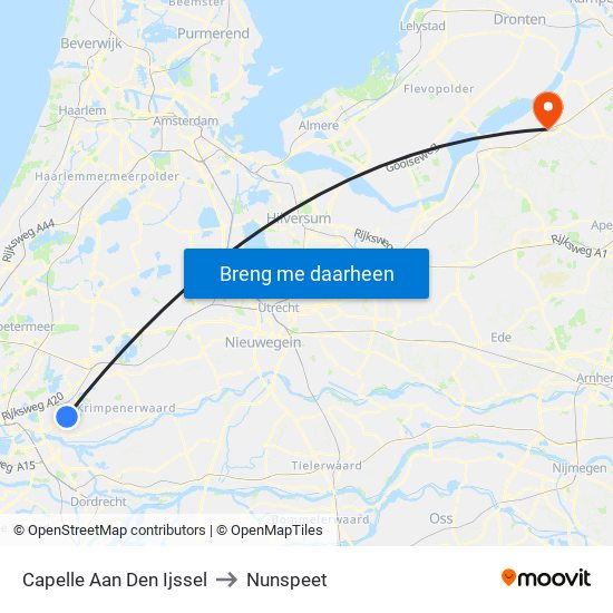 Capelle Aan Den Ijssel to Nunspeet map