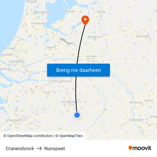 Cranendonck to Nunspeet map