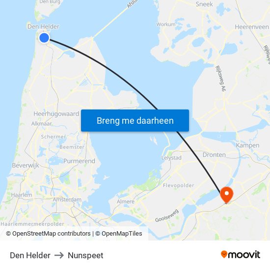 Den Helder to Nunspeet map
