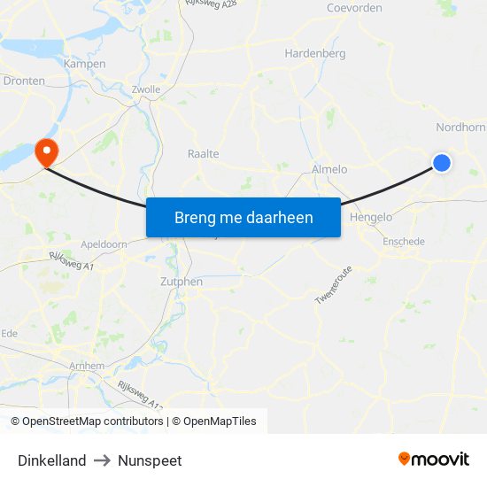 Dinkelland to Nunspeet map