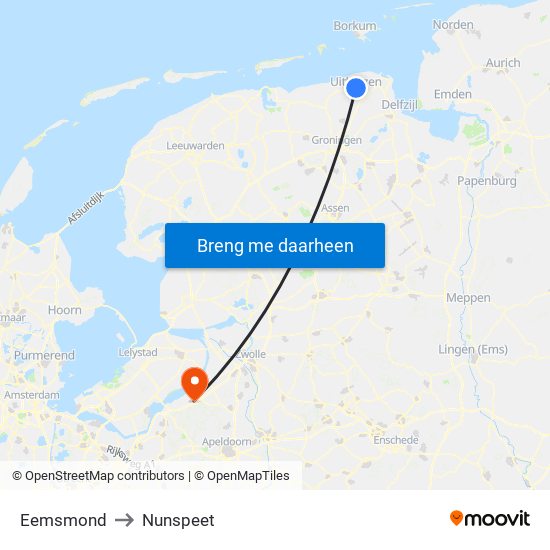 Eemsmond to Nunspeet map