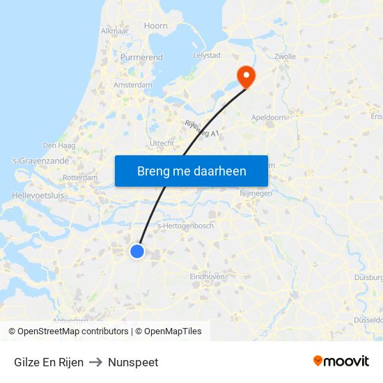 Gilze En Rijen to Nunspeet map