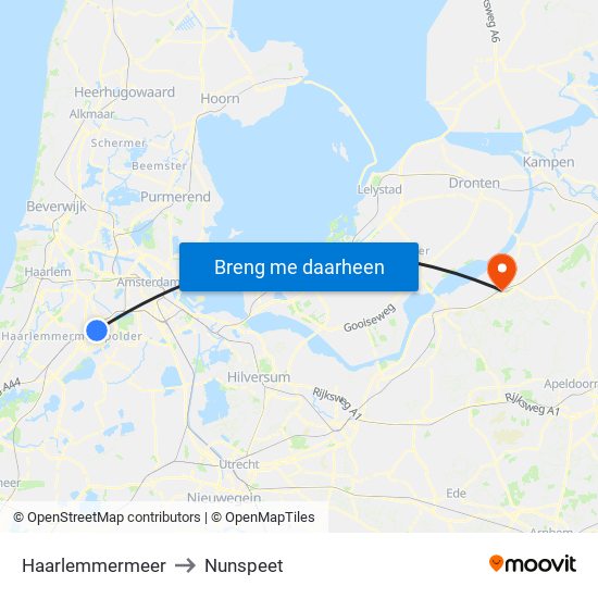 Haarlemmermeer to Nunspeet map