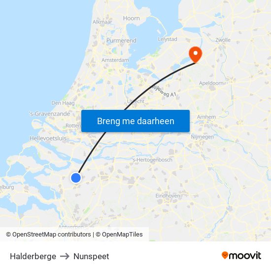 Halderberge to Nunspeet map