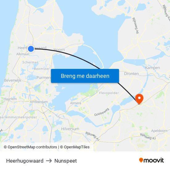 Heerhugowaard to Nunspeet map