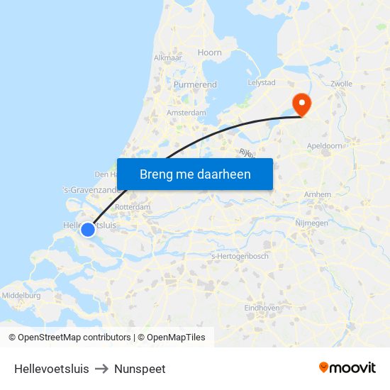 Hellevoetsluis to Nunspeet map