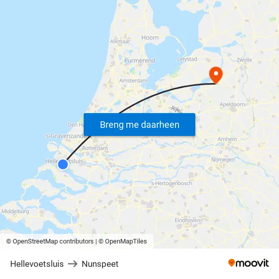 Hellevoetsluis to Nunspeet map