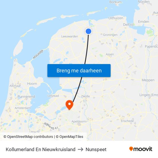 Kollumerland En Nieuwkruisland to Nunspeet map