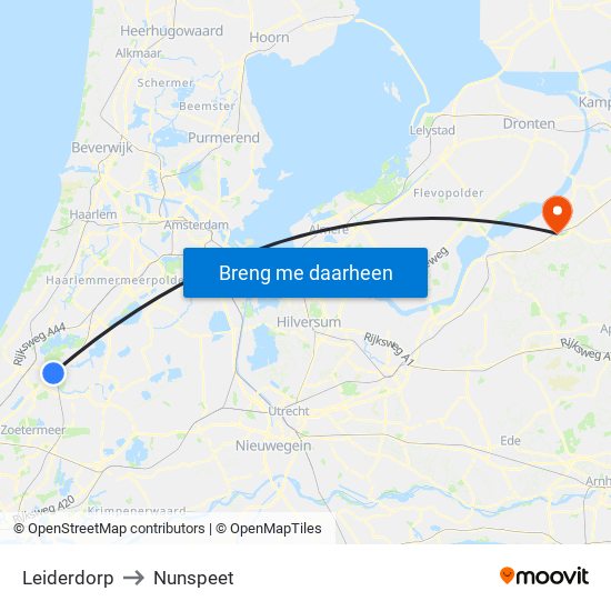 Leiderdorp to Nunspeet map