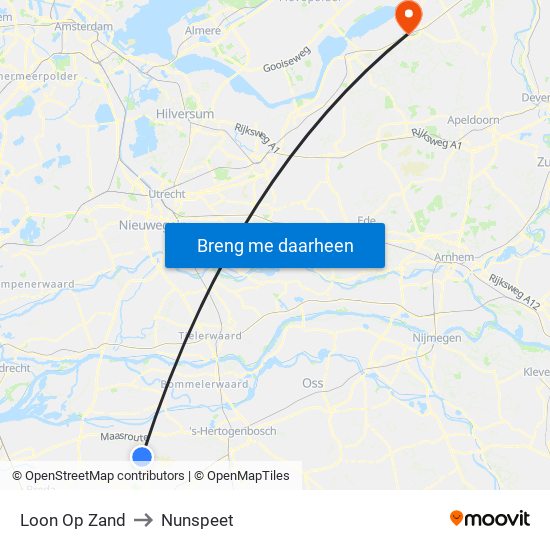 Loon Op Zand to Nunspeet map