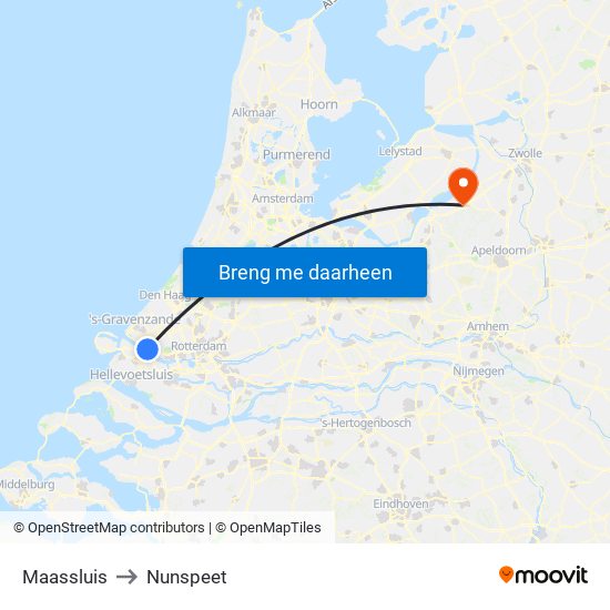 Maassluis to Nunspeet map